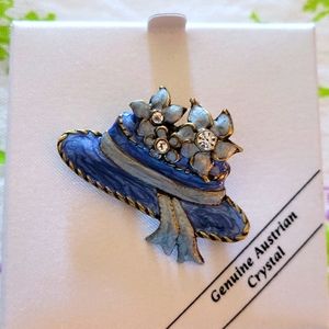 Genuine Austrian Crystal Brooch Hat figure